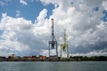 Port cranes, essential for handling containers and goods in the Port of Montreal