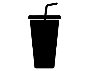 soft drink with straw silhouette vector,soft drink in cup icon