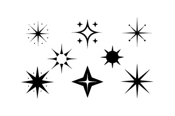 sparkle star icon set,sparkle star silhouette vector set