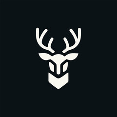 Geometric Stag Crest Modern Minimalist Wildlife Icon