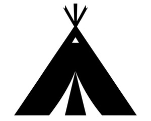 teepee tent black silhouette vector, camping teepee icon vector © DesignbySufiya