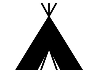 teepee tent black silhouette vector, camping teepee icon vector © DesignbySufiya