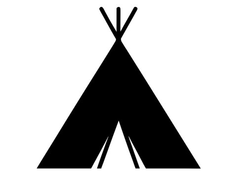 teepee tent black silhouette vector, camping teepee icon vector