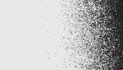 Grunge wavy sand grain background. Stippling curved gradient wave texture. Gritty noise dotwork wallpaper. Black dots, speckles, particles or granules.