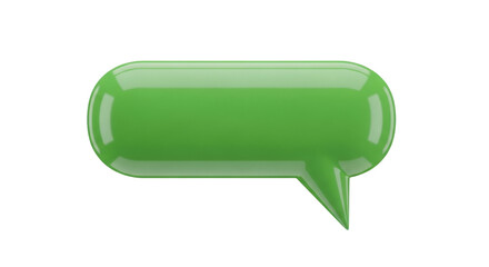 Isolated green speech bubble for messages, communication and conversation, chat icon, 3D object