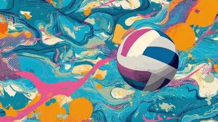 Dynamic white volleyball in mid-air with motion blur on a bright abstract background, illustrating energy, athleticism, and sports action concept