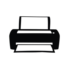 Bold black and white image of a modern inkjet printer machine