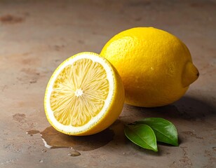 Fresh lemons on a textured surface
