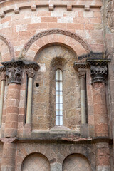 Historic Romanesque Architecture Sant Joan de les Abadesses Monastery Spain 12th Century Medieval Apse Window and Capitals