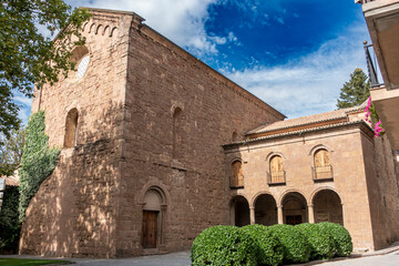 Historic Romanesque Sant Joan de les Abadesses Monastery Gerona Spain 12th Century Medieval Facade and Cloister Arches