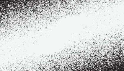 Grunge wavy sand grain background. Stippling curved gradient wave texture. Gritty noise dotwork wallpaper. Black dots, speckles, particles or granules.