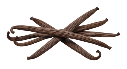 Pile of dried vanilla bean pods beans spice