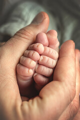 Babyfüßchen in Elternhand.