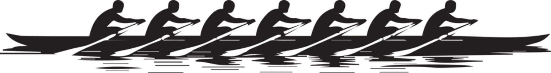 Synchronized Crew Team Rowing Silhouette Vector Icon Illustration © Khurshed