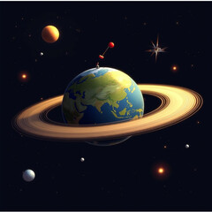 orbital rings, space concept, digital artwork, galaxy, celestial body,