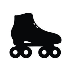 Silhouette of vintage style roller skate with four wheels in black