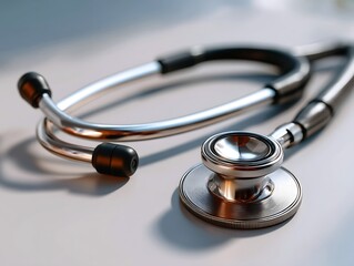 Close-Up of a Stethoscope on a Light Background for Medical and Health Themes