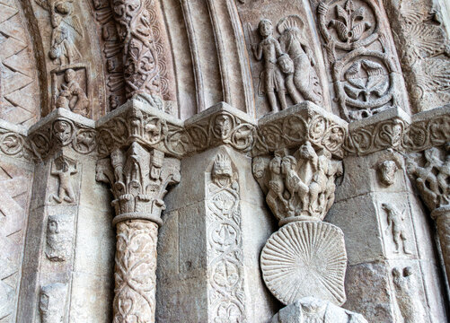 High Romanesque Architecture Santa Maria de Ripoll Monastery Spain 12th Century Medieval Portal Capitals and Relief Sculpture