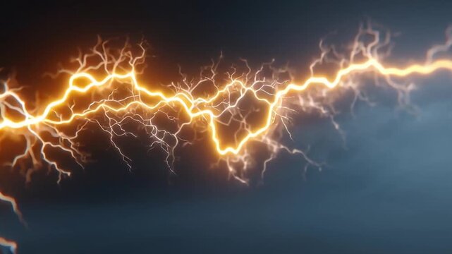 Electric Bolt: Witness the raw power and untamed energy of nature as a radiant bolt of lightning splits across a dark, dramatic sky, showcasing the sublime beauty of an electric phenomenon.