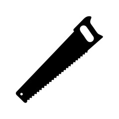 Silhouette of Hand Saw Tool for Cutting Wood with Handle and Teeth