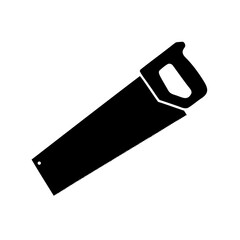 Black silhouette of a hand saw on a white background illustration