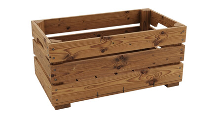 Isolated empty wooden crate for storage, farm stand, harvest or transportation needs