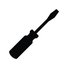 A black and white drawing of a flathead screwdriver tool