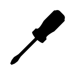 Silhouette of a flathead screwdriver tool used for tightening or loosening screws