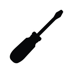 Black silhouette of a flathead screwdriver used for tightening screws