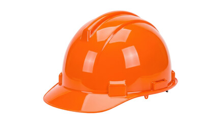 Isolated safety construction helmet for building, protective headwear for workers, orange