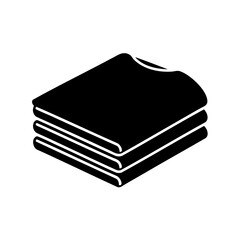 Neatly folded shirts stack in minimalist black and white silhouette illustration