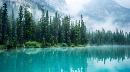 Obraz premium Canadian Rockies: Majestic Mountain Range Stretching Across Alberta & British Columbia, Canada—Featuring Snow-Capped Peaks, Glacial Lakes (Lake Louise, Moraine Lake), Pine Forests, and National Parks 