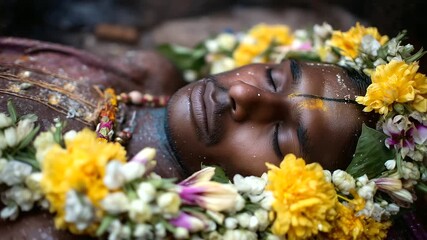 Witness the sacred traditions of Indian funeral customs, including Hindu rites, ash immersion, floral tributes, spiritual chanting, and the journey of the soul in the afterlife