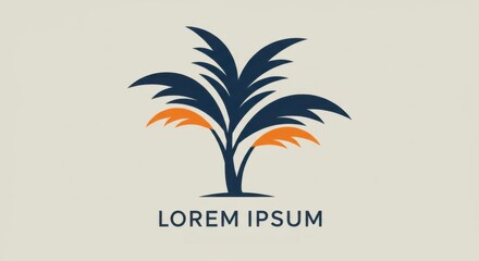 Obraz premium Elegant palm tree logo design showcasing dark blue and gold color scheme for brand identity