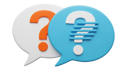 Isolated two question mark icons in speech bubbles conceptual for ask or FAQ query form