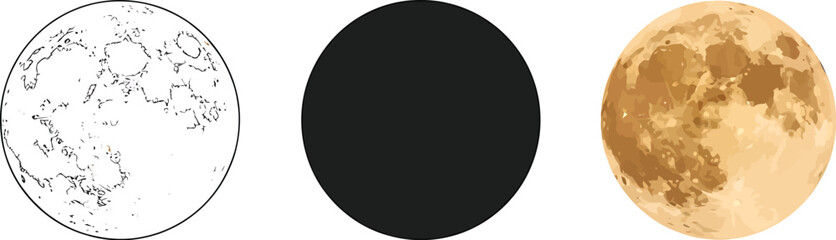 Phases of the Moon Illustration Showing Lunar Cycle Evolution Astronomy