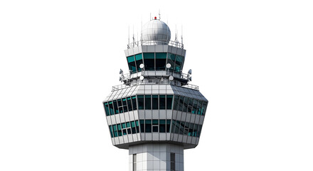 The Airport Control Tower in daylight, a tall structure with advanced technology