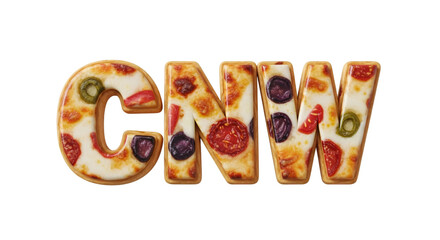 Pizza Topped Letters CNW Isolated on Black alphabet
