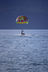 Rainbow parasail over water