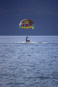 Rainbow parasail over water
