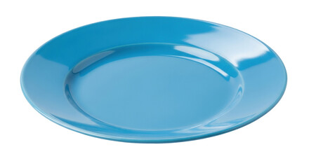 Isolated blue ceramic plate for food presentation against seamless backdrop, studio shot