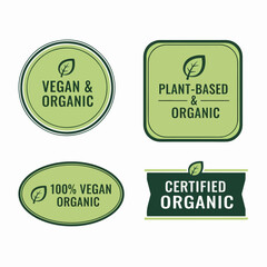 A collection of green eco and organic labels with leaf icons and natural symbols designed as vintage style vector badges for food and nature products