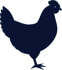 Elegant hen silhouette vector icon, simple farm poultry logo perfect for food packaging, agriculture identity, and rustic branding.