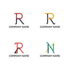 Collection of modern letter R and N logo design templates.