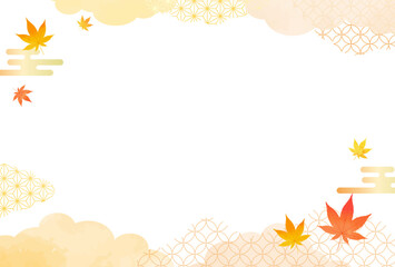 紅葉と和柄のフレーム