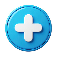 Obraz premium A bright blue circle with a glossy texture features a white cross symbol, positioned centrally.