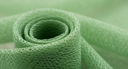Green Mesh Roll with Intricate Lattice Structure in Close Up for Eco-friendly and Sustainable Product Design