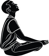Young person meditating in a peaceful silhouette