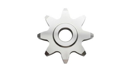 Isolated industrial eight-pointed star shaped gear made of metal for machinery equipment