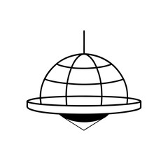 Hanging globe with a geometric structure silhouette
